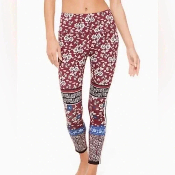 kate spade Pants - kate spade Burgundy Floral Print Leggings with Blue Accent Small
